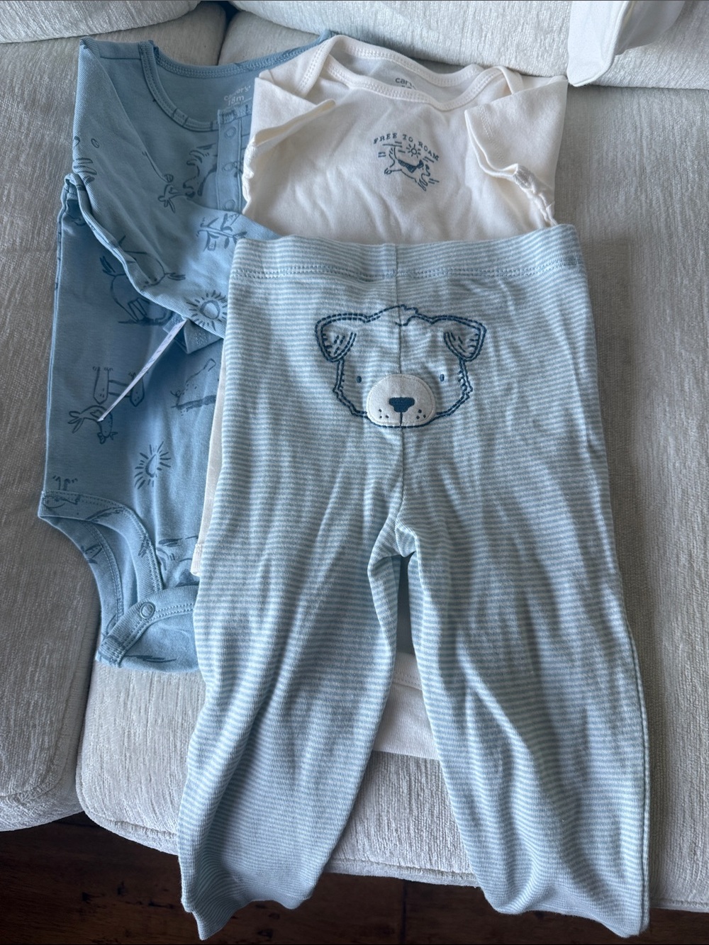 Carter's Blue and White Baby Matching Set with Bear
